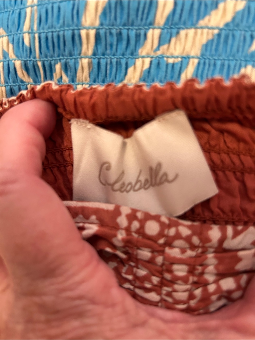 LAST CHANCE Cleobella Joely Rust and White Midi Boho Dress with Puff Sleeves - Picture 13 of 15